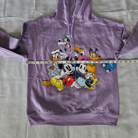 Disney Mickey And FRIENDS Purple Long Sleeve Pullover Hoodie Sweater Women's XS - Picture 9 of 9